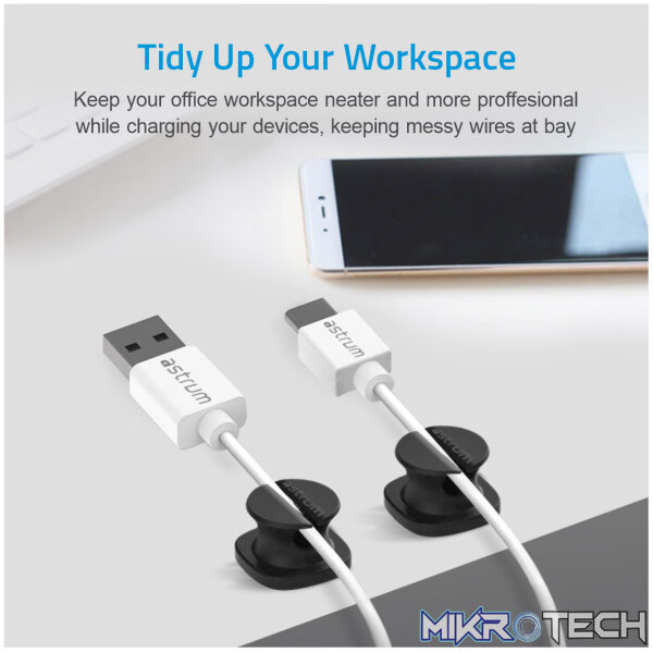 CO060 Mini Cable Organizer Clips - 4 Piece Set for Cable Management - Black - Image 2